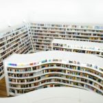 Books Ladder - aerial view photography of library